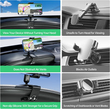 Load image into Gallery viewer, Phone Mount for Car Dashboard, 360 Degree Rotation Universal Cell Phone Holder for Car Clip Mount Stand Suitable for 4 to 7" Smartphones (Standard Black)