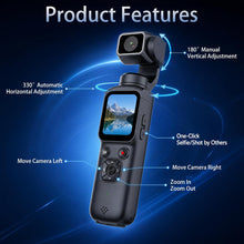Load image into Gallery viewer, Pocket Vlogging Camera for YouTube, Handheld Gimbal Blogging Cam | 330° Rotating Lens & Face Tracking, 4k Video & 75mp Photos, Wifi Sharing & Webcam Function, 1.72" Touch Screen for Beginner