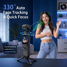 Load image into Gallery viewer, 4K Pocket Handheld Gimbal Vlog Camera 330° Rotation Lens Stabilization IPS Touch Screen WiFi Connection Portable Action Camera