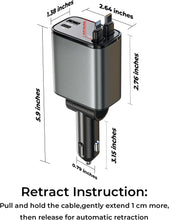 Load image into Gallery viewer, Retractable Car Charger, Mothers Day for Gifts, 69W USB C Car Accessories Adapter for iPhone 16 USBC Charger Fast Charging, Travel Essentials for Women Men, Road Trip Essentials for iPhone 16 15