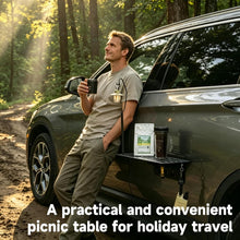 Load image into Gallery viewer, Just-V Magnetic Camping Table for Car Door, Foldable Metal Car Side Tray for Outdoor Camping, Overland Vehicle Shelf with Magnetic Mount, Portable Car Table for Drinks Tools Cooking Gear
