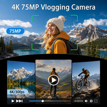 Load image into Gallery viewer, Pocket Vlogging Camera for YouTube, Handheld Gimbal Blogging Cam | 330° Rotating Lens &amp; Face Tracking, 4k Video &amp; 75mp Photos, Wifi Sharing &amp; Webcam Function, 1.72" Touch Screen for Beginner
