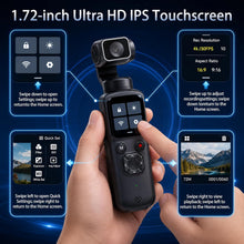 Load image into Gallery viewer, Pocket Vlogging Camera for YouTube, Handheld Gimbal Blogging Cam | 330° Rotating Lens &amp; Face Tracking, 4k Video &amp; 75mp Photos, Wifi Sharing &amp; Webcam Function, 1.72" Touch Screen for Beginner
