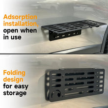 Load image into Gallery viewer, Just-V Magnetic Camping Table for Car Door, Foldable Metal Car Side Tray for Outdoor Camping, Overland Vehicle Shelf with Magnetic Mount, Portable Car Table for Drinks Tools Cooking Gear
