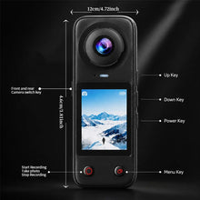 Load image into Gallery viewer, New Panoramic Action Camera Front &amp; Rear Dual Lens 200° Wide‑Angle, 2.0 Inch Screen Handheld Vlog Cam Magnetic Lens Cover
