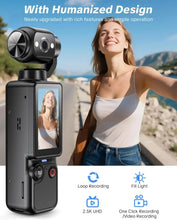 Load image into Gallery viewer, Vlogging Camera Mini Camcorder Portable Handheld Video Camera with 180° Rotating Lens Recording for Travel and Daily Moments
