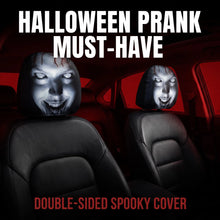 Load image into Gallery viewer, Halloween Ghost Car Headrest Cover Double Sided Stretch Separated Headrest Spooky Prank Auto Interior Decor Party Trick Prop

