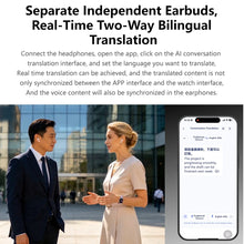 Load image into Gallery viewer, AI Translation Smart Watch With TWS Earbuds 1.88 Inch Zinc Alloy Bluetooth Call Music Player Fitness Smartwatch For Android IOS
