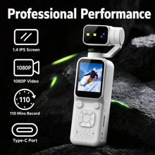 Load image into Gallery viewer, Action Camera 1080P HD Handheld Gimbal 1.4" IPS Screen Pocket Vlog Camcorder 110 Mins Recording Mini DV with Light for Sports
