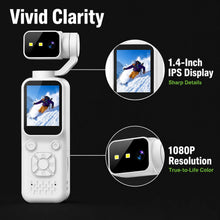 Load image into Gallery viewer, Action Camera 1080P HD Handheld Gimbal 1.4" IPS Screen Pocket Vlog Camcorder 110 Mins Recording Mini DV with Light for Sports
